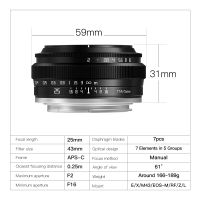 Ttartisan กล้อง F2.0 25มม. APS-C โฟกัสแบบแมนนวลเลนส์สำหรับแคนนอน EOS-M/ Sony E/ Fuji X/ M43 /Nikon Z/canon Rf/l Mount Mirrorless