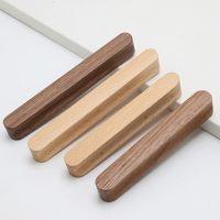 ♦﹍▣ Wood Handle Pull with screws 64mm/96mm/128mm Kitchen Cabinet Cupboard Door Drawer Knobs Furniture Hardware Accessories