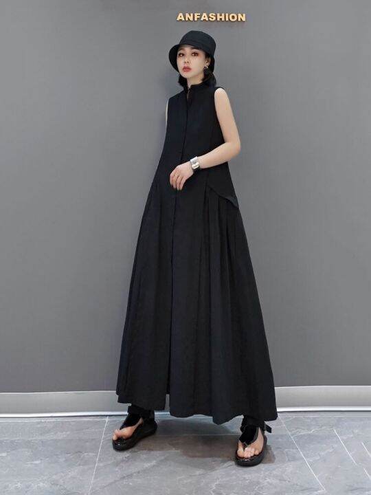 xitao-dress-solid-color-casual-sleeveless-dress