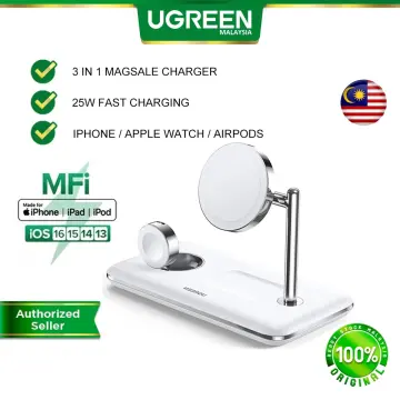 UGREEN MFi Magsafe 25W Wireless Charger Stand 15W 3-In-1 for Apple Watch  Airpods