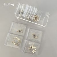 {Receive Yali} StoBag 50ชิ้น/ล็อต30สาย/50สายเครื่องประดับถุงซิปล็อกโปร่งใส PVC ที่เก็บต่างหูกันออกซิเดชันบรรจุของตกแต่งที่หนา