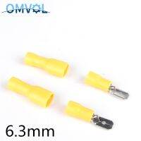 6.3mm Yellow 25 Female 25 Male Spade Insulated Electrical Crimp Terminal Connectors