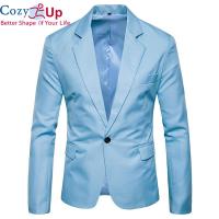 COZY Mens One ปุ่ม Notched Lapel สีเขียว Blazer ผู้ชาย SLIM FIT แจ็คเก็ตบุรุษธุรกิจสำนักงานเครื่องแต่งกาย Homme