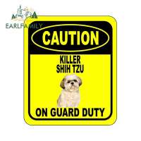 EARLFAMILY 13ซม. X 11ซม. ข้อควรระวัง Killer Shih Tzu On Guard Duty รถสติกเกอร์ Scratche ป้ายคอมโพสิต Dog Decal รถจัดแต่งทรงผม