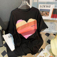 เสื้อยืด PEAR DODO Love แขนสั้นพิมพ์ลายสำหรับผู้หญิง