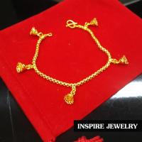 Inspire Jewelry สร้อยข้อมือทองห้อยตุ้งติ้ง ลายกระดิ่งตอกลาย ยาว 16 cm. ลายโบราณ อนุรักษ์ไทย สวยงามมาก ปราณีต ราคาประหยัด ใช้ตกแต่งเสื้อผ้าไทย หรือใส่ประดับ ผ้าซิ่น ผ้าถุง