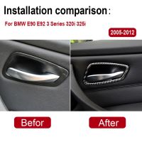 Car Styling Accessories For BMW E90 E92 3 Series 320i 325i 2005-2012 Real Carbon Fiber Interior Door Handle Frame Sticker Trim