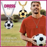 PETI DRESS เหล็กไร้สนิม สร้อยคอฟุตบอลฟุตบอล 3D ทองเงินเงิน จี้ฟุตบอลลำลอง ดีไอวาย รูปทรงฟุตบอล สร้อยคอกีฬา เด็กชายเด็กหญิง