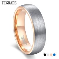 [Zhongxi ornaments ] Tigrade Brushed Tungsten Ring Silver/Black/Blue/Rose Gold Color Two Tone Women Ring 6Mm Female Wedding Band For Men Women Anel