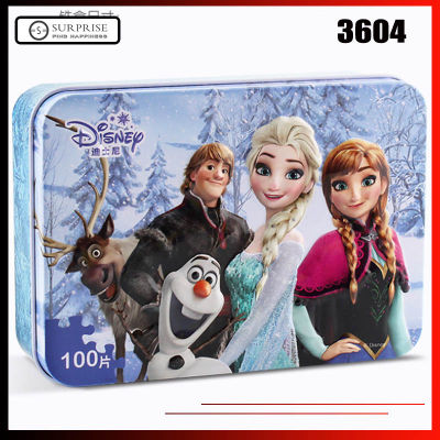 Frozen 2กล่องเหล็ก100ชิ้น,ตัวต่อจิ๊กซอว์ปริศนาเครื่องบิน