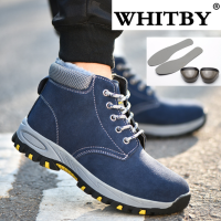 Brand Whitby (จัดส่ง 3 วัน) Safety Shoes For Men Women ใหม่ผู้ชายรองเท้าผ้าใบรองเท้าต่อต้านยอดเยี่ยมเจาะทำงานรองเท้าเหล็กนิ้วเท้ารองเท้าทำงานบูตระบายอากาศใบบนรองเท้าทำงาน