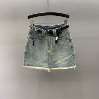 【High Quality】2023 Summer New Retro Raw Edge Denim Half Skirt Womens High Waist Slim A-line Anti Shining Wrap Hip Short Skirt