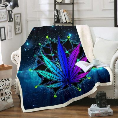 【CW】◕﹉☍  Weed Marijuana Throw Blanket Warm Soft for Breathable Couch Sofa and Bed Kids Adults Gifts