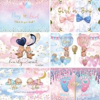 Laeacco Baby Shower Background Balloon Gender Reveal Party Newborn Boy Or Girl Poster Dot Photography Backdrop Family Photocall