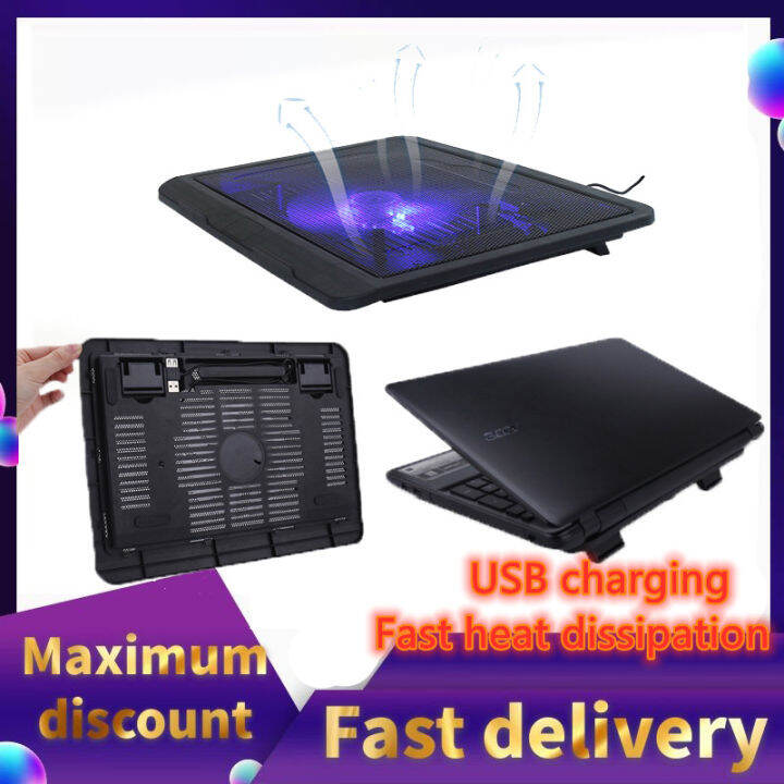 Laptop Cooling Pad With Strong Fan Black Slim Base Support Fan for