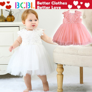 BCBL Đầm Trẻ Em 1 Tuổi Đầm Váy Sinh Nhật Trẻ Em Màu Hồng Sợi Mềm Đầm Công