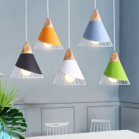 Hcnew Pendant Lamp Modern E27 Pendant Lights Wood For Bedroom Hanging Lamp Nordic Aluminum Lampshade LED Bulb Kitchen Light