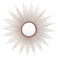 Striking Copper Radiant Sunburst Round Mirror - Add a Brilliant Touch of Glamour to Your Home