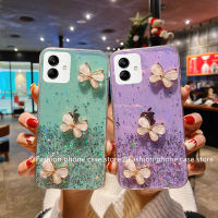 เคสโทรศัพท์ Samsung Galaxy A04 A04Eกาแลคซีฝาหลังเคสกลิตเตอร์ฟอยล์สีเงินรูปดาวเคสนิ่มใสลายผีเสื้อ3D 2022