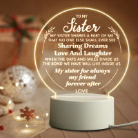 Sister Gifts 3D Night Lamp Acrylic USB LED Night Light for Sister Birthday Party Decor Christmas Decoration Thanksgiving Gift