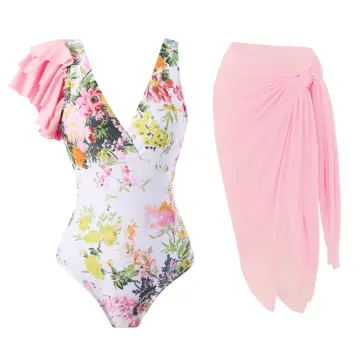 Swimming wear for women terno Conservative Two piece Floral Long sleeve Swimwear  Shorts and Tops Skirt Swimsuit outfit