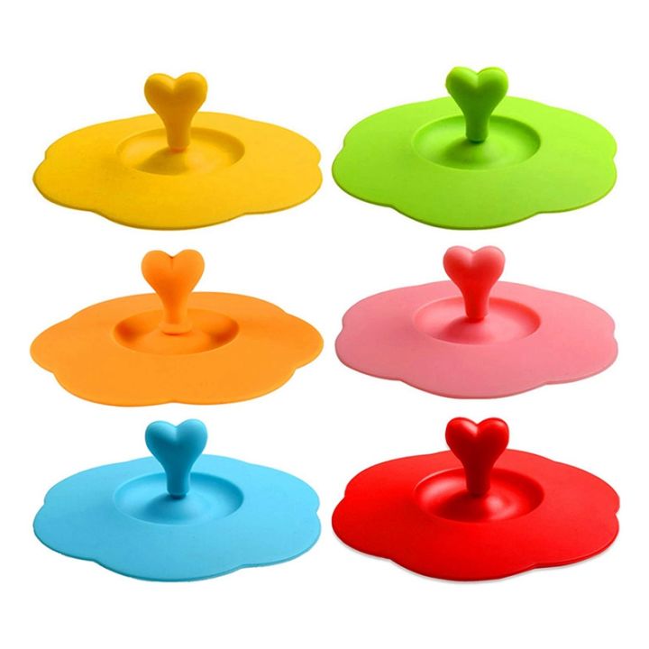 Silicone Glass Cup Covers,6pcs Silicone Cup Lids Reusable Anti-dust Cup  Covers Cute Coffee Tea Mug