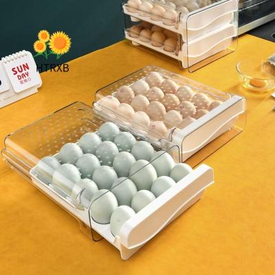 HTRXB ถาดใส่ไข่กล่องเก็บของไข่แบบตั้งได้ที่ล็อคตู้กันเด็กเปิดแบบเลื่อนอัตโนมัติมองเห็นได้