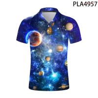 【high quality】  Men Shirts Streetwear Summer Short Sleeve 3d Printed Polo Homme Colorful Universe Starry Sky Casual Shirts Fashion Camisas Ropa