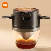 กรวยกาแฟนำกลับมาใช้ได้สำหรับ Xiaomi แบบมีที่ใส่กระดาษพับได้ที่กรองกาแฟแบบไม่มีกระดาษสเตนเลสสตีลใช้ง่ายสะอาด