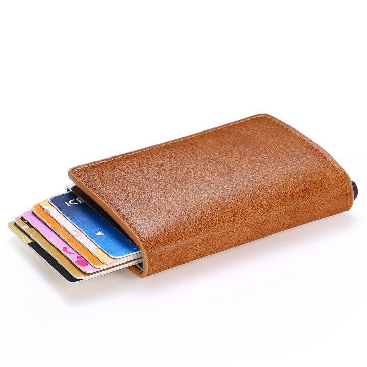 layor-wallet-ป๊อปออก-rfid-ผู้ถือบัตรเครดิตบางอลูมิเนียมบัตรกระเป๋าสตางค์-id-ผู้ถือบัตรธนาคารหนังโลหะบางขนาดเล็กผู้ชายผู้หญิงกระเป๋าสตางค์