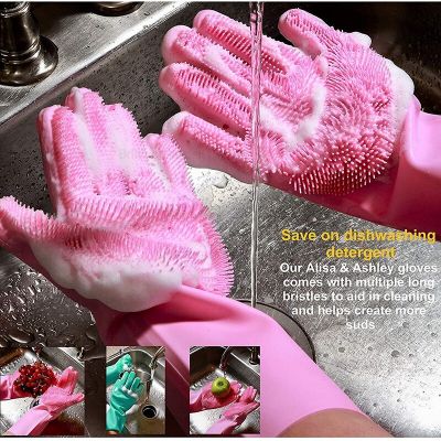 Multi-use Food Grade Silicone Lazy Dishwashing Gloves Thick Durable Convenient Scrub Brush Cleaning Tools Cleaning Gloves Safety Gloves