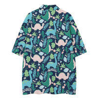 Hip Hop Men S Beach เสื้อสัตว์สีเขียวใบเสื้อฮาวายฤดูร้อน High Street บาง Unisex Fashiong เสื้อผ้า Streetwear Tops