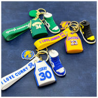 【cw】 Curry 3D Jersey Keychain Durant Paul James Three-Dimensional Basketball Shoes Model Pendants !