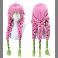 strongaromonyu   Wig for Kanroji Mitsuri Cosplay for Demon Slayer Green and Pink Long Straight Br   TH wgh