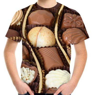 Girl Boy 3D T-Shirt Food Chocolate Candy Sauce Kitkat Creativity Pattern Print T Shirt For 4-20Y Children Kids Birthday Clothes