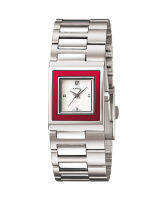 Karnvera Shop นาฬิกาข้อมือผู้หญิง Casio Womens LTP-1317D-4C Silver Stainless-Steel Quartz - Red (สินค้าราคาพิเศษ ไม่มีกล่อง)