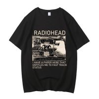 เสื้อยืดผ้าฝ้ายRadiohead สูงผ้าฝ้ายที่มีคุณภาพ EU ขนาดเสื้อยืดผู้ชายออกแบบ Tshirt กราฟิกการ์ตูน Designer เสื้อผ้า