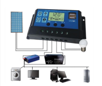 โซล่าชาร์จคอนโทรลเลอร์ solar charger controller รุ่นฮิต 12V/24V PWM มีช่อง usb 2 ช่อง 10A