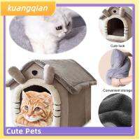 KUANGQIAN บ้านแมวรังนกอบอุ่นปิดฤดูหนาวน่ารักกรงเบาะนอนน้องแมวเตียงสัตว์เลี้ยง