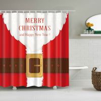 Merry Christmas Printing Shower Curtain Santa Claus  Bathroom Curtain Waterproof Bathroom Shower Curtain With Hooks