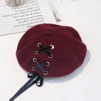 Fall/Winter New Woolly Beret, Fashionable Velvet Cross-Tie, Bow, Lady Painter’S Hat