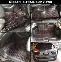 พรมปูพื้นรถยนต์ 6D NISSAN X-TRAIL SUV7 2015-18 สีดำด้ายแดง หนาพิเศษ เต็มคัน