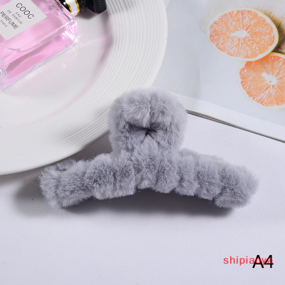 Shipiaoya คลิป Plush กิ๊บหนีบผมน่ารักสำหรับผู้หญิง,อะคริลิคหรูหราปุกปุยสีพื้นฤดูใบไม้ร่วงฤดูหนาว