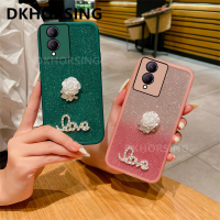 DKHORSING เคสกลิตเตอร์สำหรับ VIVO Y17S Y27 Y36 Y78 Y02 Y02T Y02A Y16 Y22S แฟชั่นเคสนิ่มโปร่งใสรักดอกไม้5G ปกป้องกล้องลูกอมรอยขีดข่วนฝาครอบหลัง VIVOY17S 2023