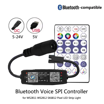 USBDC5-24V WS2811 WS2812B Controller for Pixel LED Strip Light SK6812 WS2812 Tape Remote APP Bluetooth-compatible Music Sync