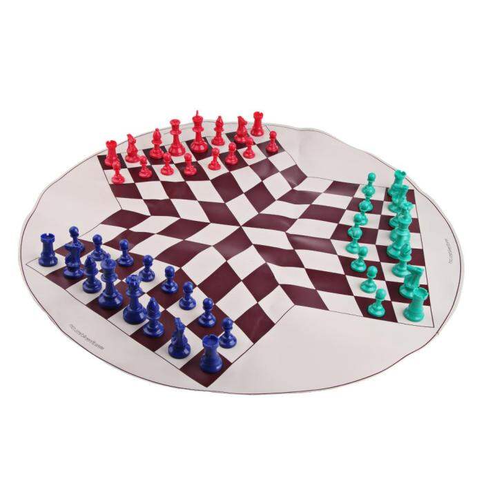 Miatoo Three Player International Chess Checker Pieces with Chess Board ...