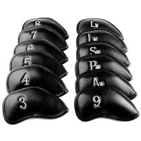 ✿✇ 12 ชิ้น/เซ็ต PU Golf Club Iron Head Covers Protector Golf Head Cover ชุด Iron Club Head Cover อุปกรณ์เสริม