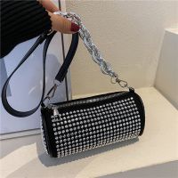 [COD] diamond rhinestone temperament bag female 2023 new trendy fashion cylinder niche chain shoulder Messenger