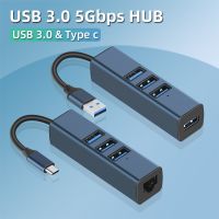 ฮับอะลูมิเนียมอัลลอยยูเอสบี3 0ตัวแยก Usb Hub หลายพอร์ตฮับยูเอสบีหลายทางอุปกรณ์เสริมคอมพิวเตอร์3.0 Hab กับ RJ45