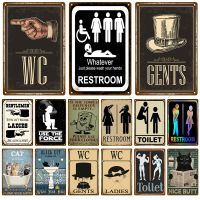 Vintage Metal Sign Home Funny Decor Toilet Tin Sign WC Lavatory Toilettes Wall Art Bathroom Restroom Toilet Wall Decoration Pub